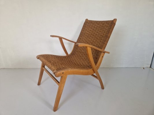 Rope and Beech Wood Easy Chair by Bas Van Pelt for Vroom & Dreesman, 1950s-DGW-2032201