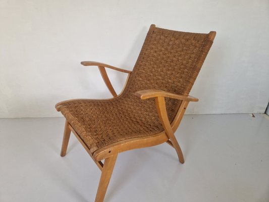 Rope and Beech Wood Easy Chair by Bas Van Pelt for Vroom & Dreesman, 1950s-DGW-2032201