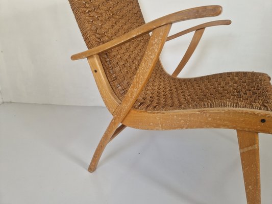 Rope and Beech Wood Easy Chair by Bas Van Pelt for Vroom & Dreesman, 1950s-DGW-2032201