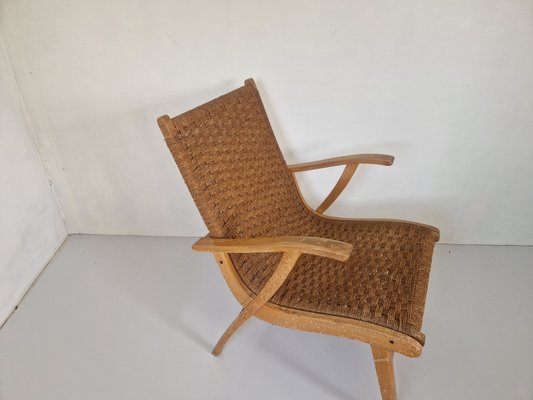 Rope and Beech Wood Easy Chair by Bas Van Pelt for Vroom & Dreesman, 1950s-DGW-2032201