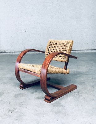 Rope Lounge Chair by Adrien Audoux & Frida Minet for Vibo Vesoul, France, 1940s-RQV-1791456