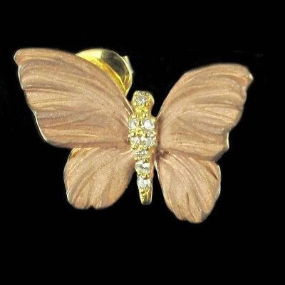 Rose Enamel Diamond Gold Butterfly Earrings, Set of 2-OLU-896195