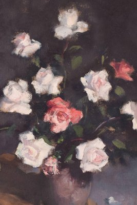 Rosendo Gonzalez Carbonell, Still Life with Roses, 20th-Century, Oil on Canvas, Framed-AOI-1196872