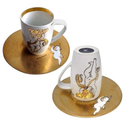 Rosenthal Andy Warhol Golden Angels Latte Macchiato Cup and Saucer, 1980s, Set of 2-VDW-848823