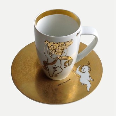 Rosenthal Andy Warhol Golden Angels Latte Macchiato Cup and Saucer, 1980s, Set of 2-VDW-848823