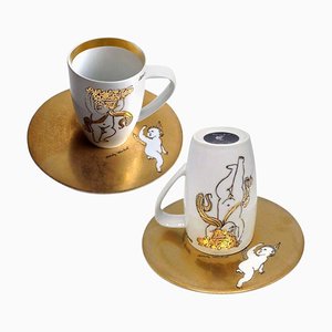 Rosenthal Andy Warhol Golden Angels Latte Macchiato Cup and Saucer, 1980s, Set of 2-VDW-848823