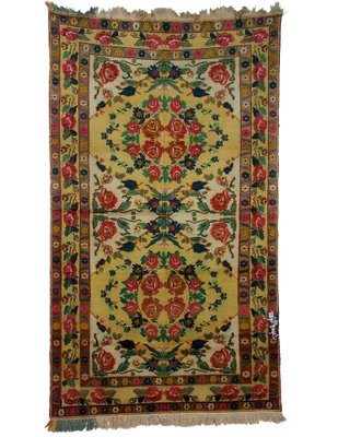 Roses Oriental Hand Knotted Rug in Wool, 1920s-UZN-1398474