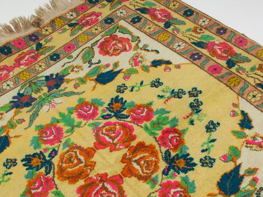 Roses Oriental Hand Knotted Rug in Wool, 1920s-UZN-1398474