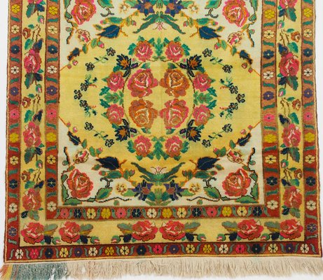 Roses Oriental Hand Knotted Rug in Wool, 1920s-UZN-1398474