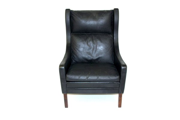 Rosewood and Leather Lounge Chair, Denmark, 1960s-GEK-646278