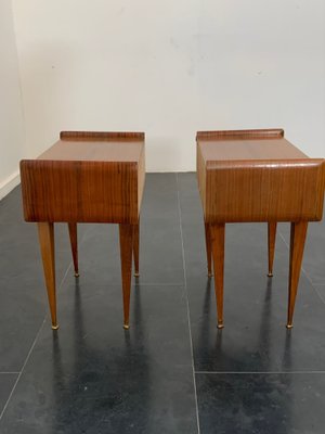 Rosewood Bedside Tables with Brass Tips, 1950s, Set of 2-IJR-1812455