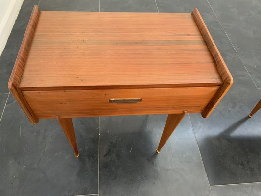 Rosewood Bedside Tables with Brass Tips, 1950s, Set of 2-IJR-1812455