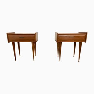 Rosewood Bedside Tables with Brass Tips, 1950s, Set of 2-IJR-1812455