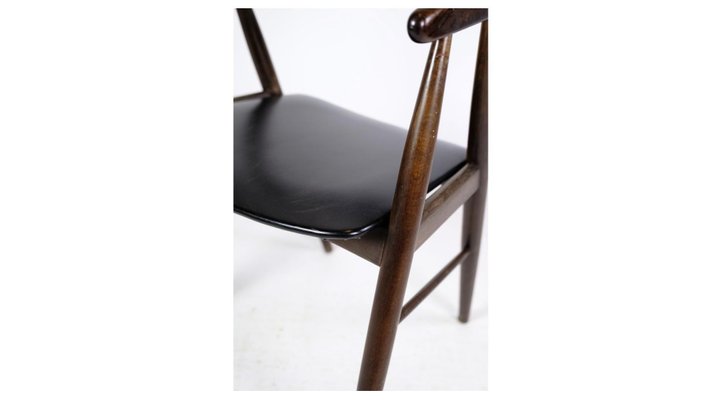 Rosewood Black Leather Dining Chairs, Set of 4-UY-1271324