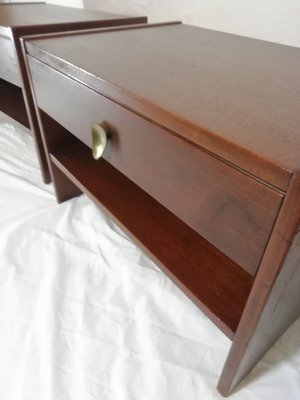 Rosewood & Brass Nightstands, 1950s, Set of 2-HNE-1453030