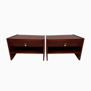 Rosewood & Brass Nightstands, 1950s, Set of 2-HNE-1453030