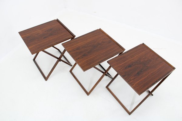 Rosewood Cabinet and Folding Tables by Illum Wikkelsø attributed to Silkeborg, Denmark, 1960s, Set of 4-TZ-1778198