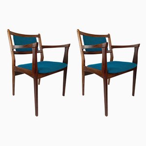 Rosewood Chairs with Turquoise Fabric, 1960s, Set of 2-BAF-763522