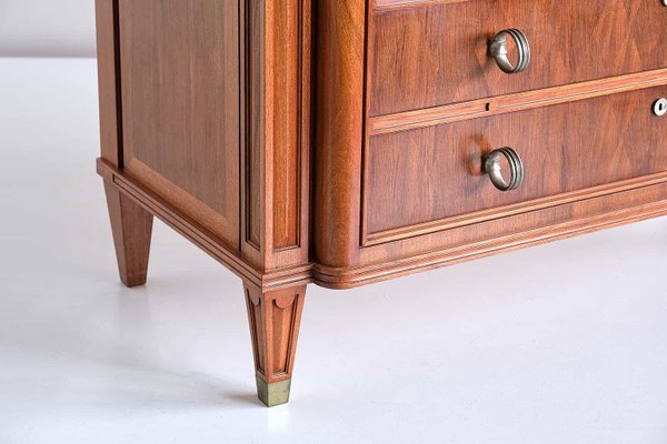 Rosewood Chest of Drawers with Red Marble Top by Lucien Rollin, 1940s-FMT-827176