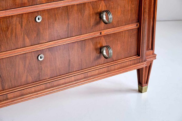 Rosewood Chest of Drawers with Red Marble Top by Lucien Rollin, 1940s-FMT-827176