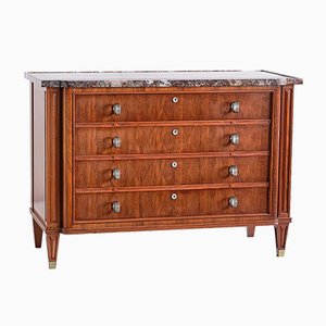 Rosewood Chest of Drawers with Red Marble Top by Lucien Rollin, 1940s-FMT-827176