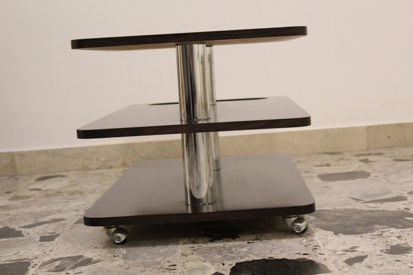 Rosewood & Chromed Metal Coffee Table-Bar, Italy, 1970-OAQ-1169397