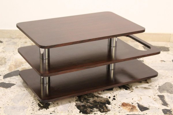 Rosewood & Chromed Metal Coffee Table-Bar, Italy, 1970-OAQ-1169397