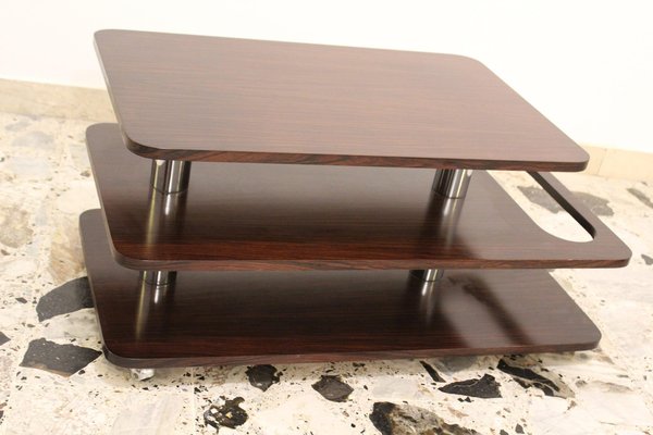 Rosewood & Chromed Metal Coffee Table-Bar, Italy, 1970-OAQ-1169397