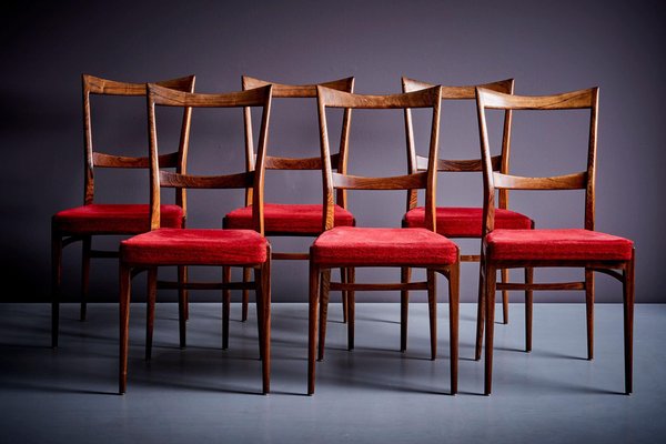 Rosewood Dining Chairs in the style of Ico Parisi, 1960s, Set of 6-SFD-1776452