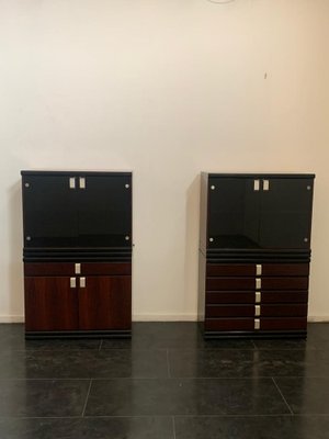 Rosewood Ebonized Modular Display Cabinets, Set of 2-IJR-1153413