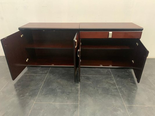 Rosewood Ebonized Sideboard, 1970s, Set of 2-IJR-1153367