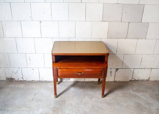 Rosewood, Glass and Brass Bedside Tables from La Permanente Mobili Cantù, Italy, 1970s, Set of 2-VCV-1180798