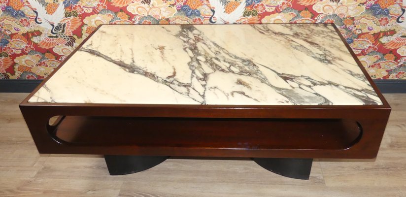 Rosewood & Marble Coffee Table, 1970s-AFE-1156196