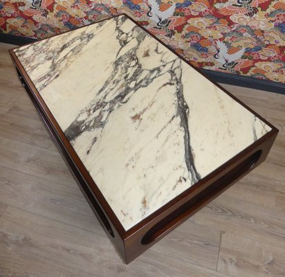 Rosewood & Marble Coffee Table, 1970s-AFE-1156196