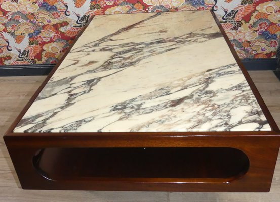 Rosewood & Marble Coffee Table, 1970s-AFE-1156196