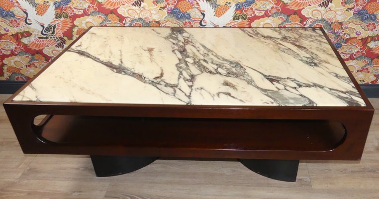 Rosewood & Marble Coffee Table, 1970s-AFE-1156196