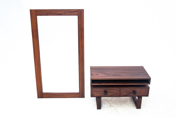 Rosewood Mirror with Commode, 1960s, Set of 2-BXB-982455