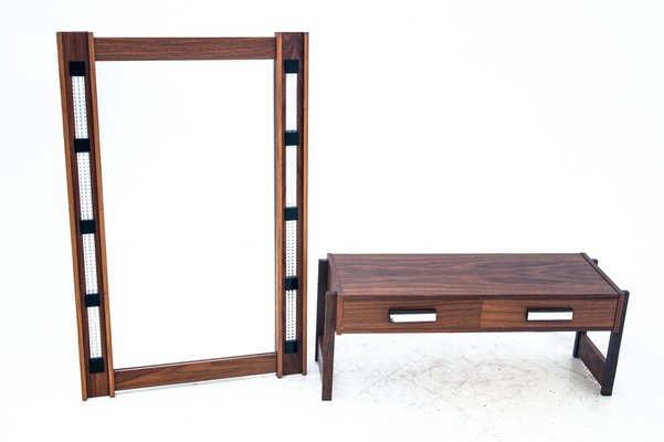 Rosewood Mirror with Commode, 1960s, Set of 2-BXB-982552