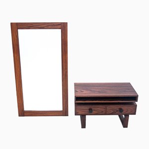 Rosewood Mirror with Commode, 1960s, Set of 2-BXB-982455