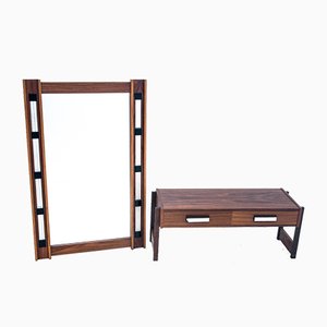 Rosewood Mirror with Commode, 1960s, Set of 2-BXB-982552