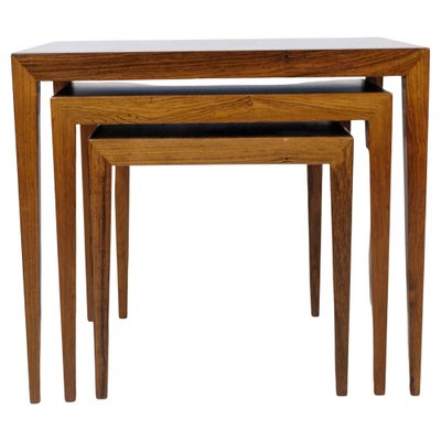 Rosewood Nesting Tables attributed to Severin Hansen for Haslev Møbelfabrik, 1960, Set of 3-UY-1446589