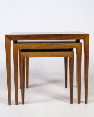 Rosewood Nesting Tables attributed to Severin Hansen for Haslev Møbelfabrik, 1960, Set of 3-UY-1446589