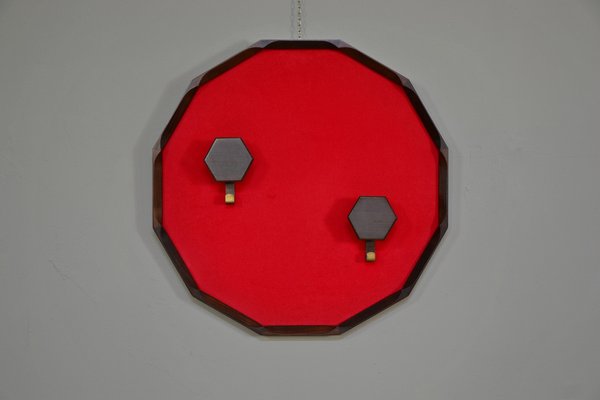 Rosewood Wall-Mounted Coat Rack with 12-Decagonal Base from Tredici & C., Italy, 1950s-QZZ-1311847