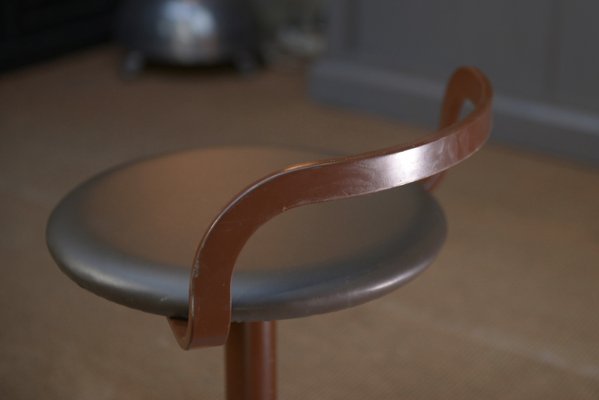 Rotating Stool in Metal and Leather La Palma, 1970s-NEN-2035993