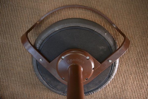 Rotating Stool in Metal and Leather La Palma, 1970s-NEN-2035993