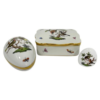 Rothschild Porcelain Boxes from Herend Hungary, Set of 3-UCH-1224899