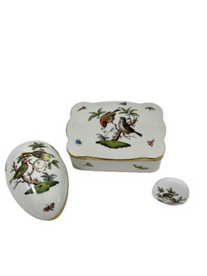 Rothschild Porcelain Boxes from Herend Hungary, Set of 3-UCH-1224899