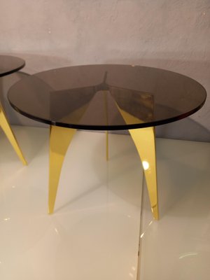 Rotondo Table in Polished Solid Brass and Bronzed Glass-OHK-1306530