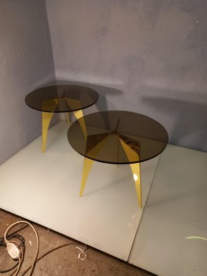 Rotondo Table in Polished Solid Brass and Bronzed Glass-OHK-1306530