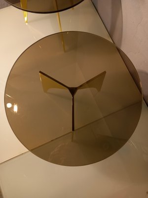 Rotondo Table in Polished Solid Brass and Bronzed Glass-OHK-1306530